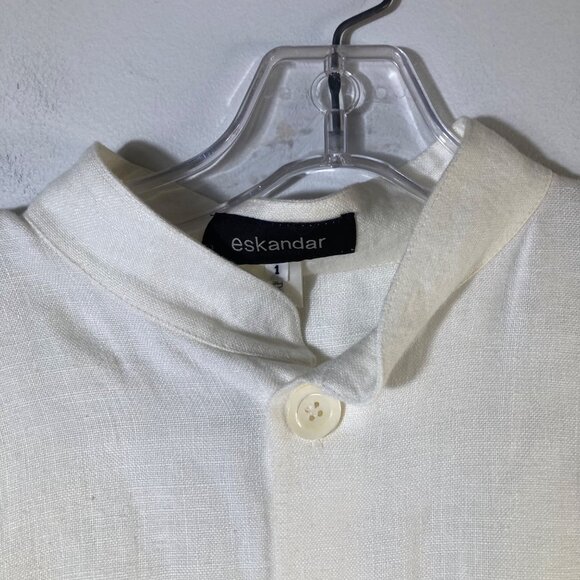 Womens Eskandar Bergdorf Goodman Lagenlook Boxy Linen Jacket White Esk‎ size1 US - Picture 5 of 15